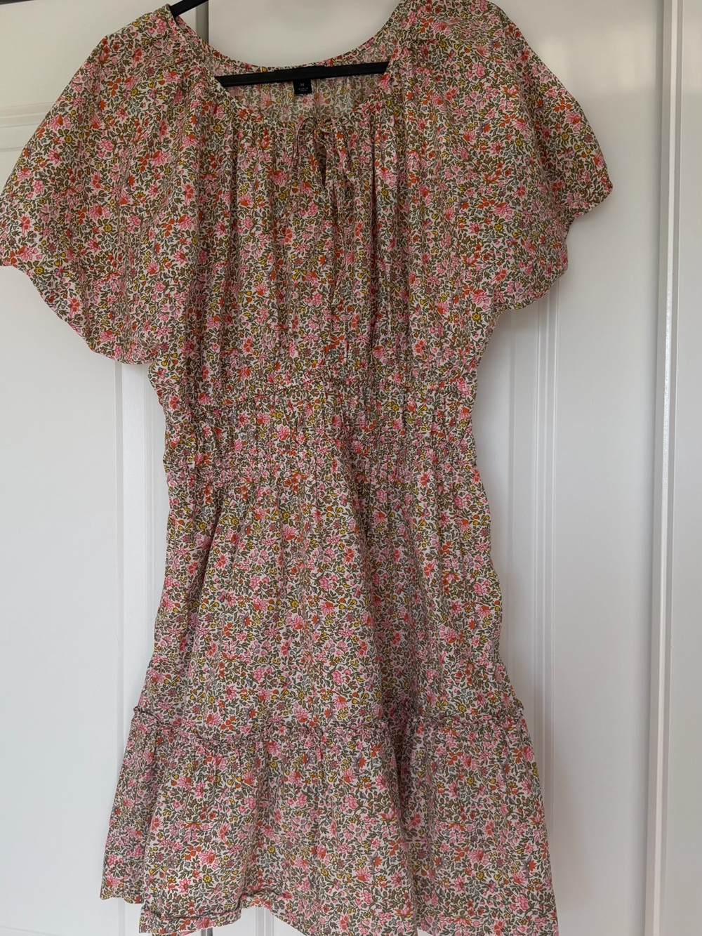 J. Crew Pink Floral Tiered Casual Dress